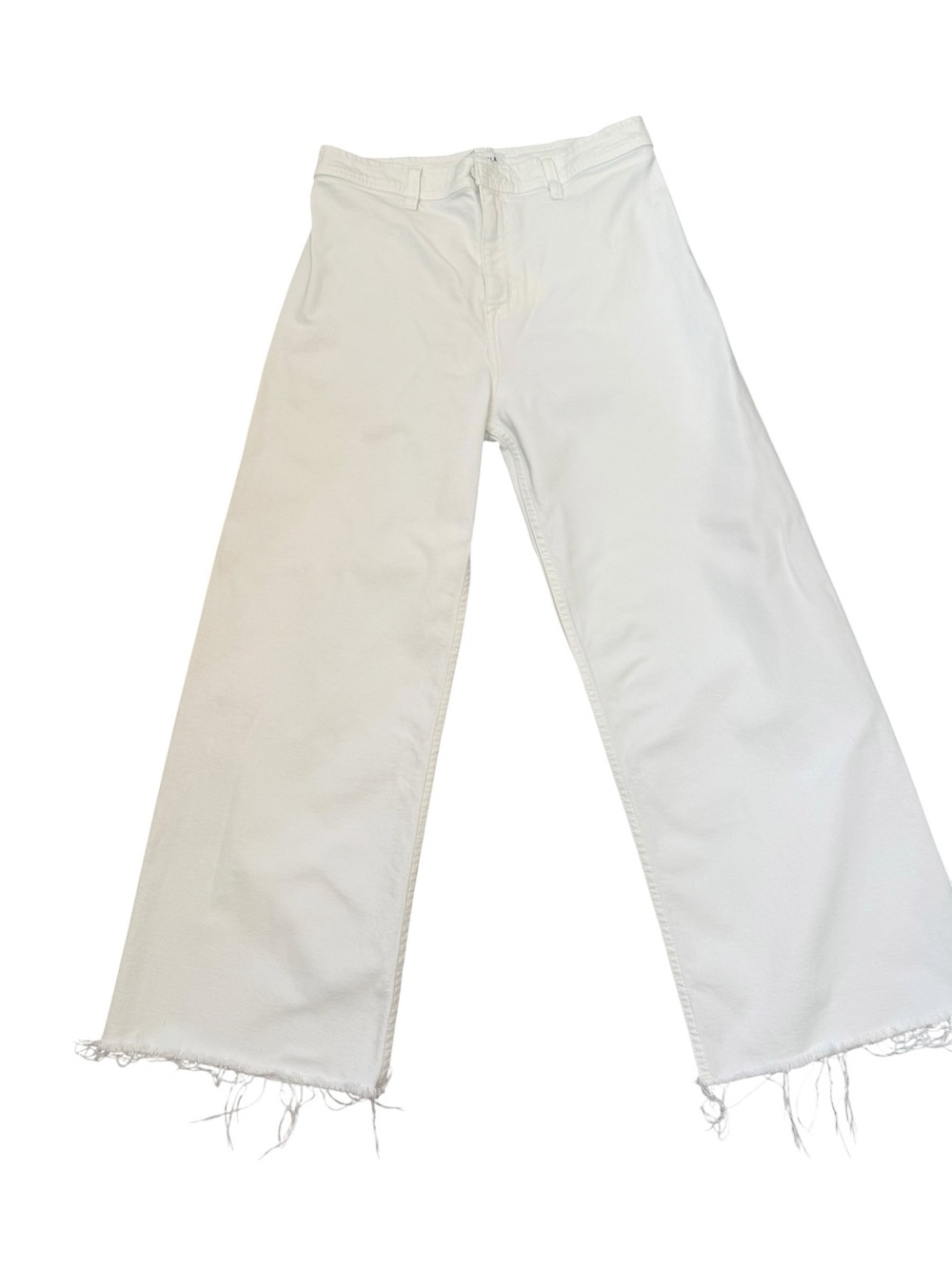 Pistola Penny High Rise Wide Leg Crop Jeans – Blizzard White | Raw Hem size 29